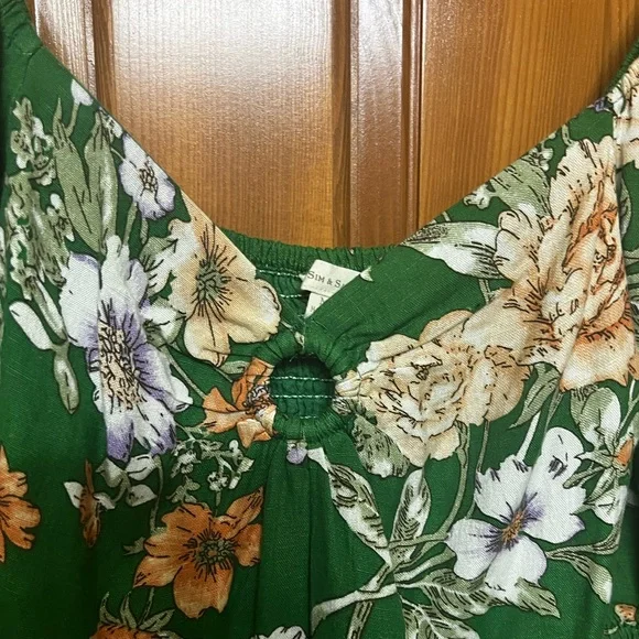 Sim and Sam Floral Green Mini Dress, Size M - Picture 2 of 4